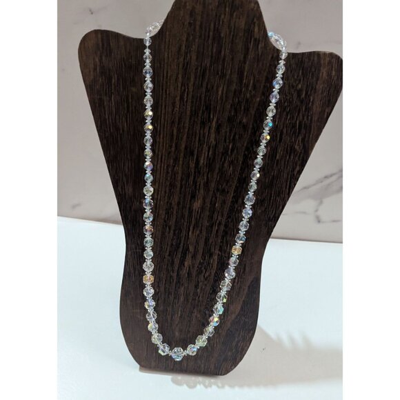 Vintage Iridescent Crystal AB Bead Necklace 32” Classic Sparkle Jewelry - Picture 1 of 7